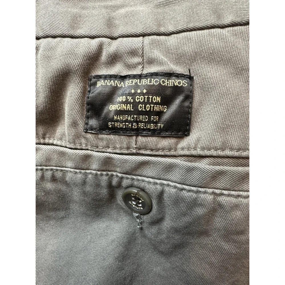 Banana Republic‎ Gavin Chino Pants Mens 33x34 (31x32) Gray Straight Fit Cotton
